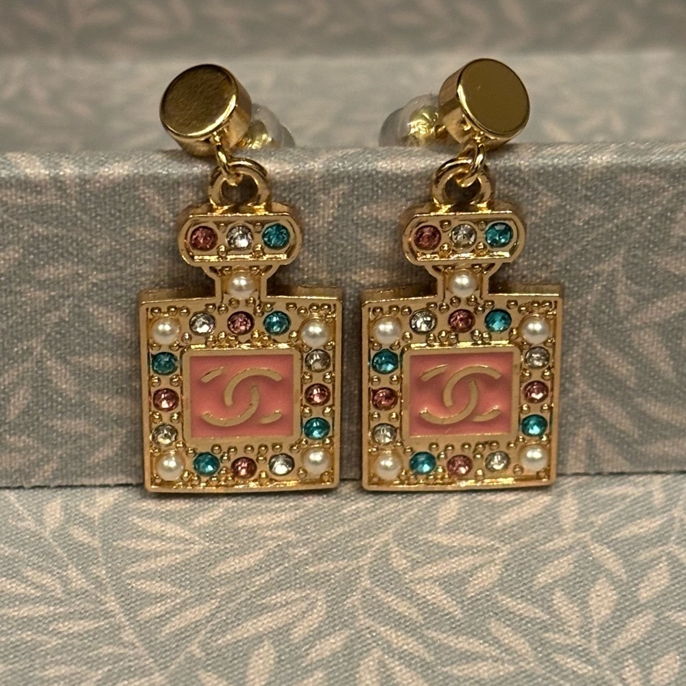 Repurposed Chanel Perfume Bottle Earrings